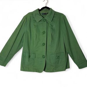 y2K (r)elativity Bright Olive Green 100% Cotton Blazer Utility Jacket Size 1X